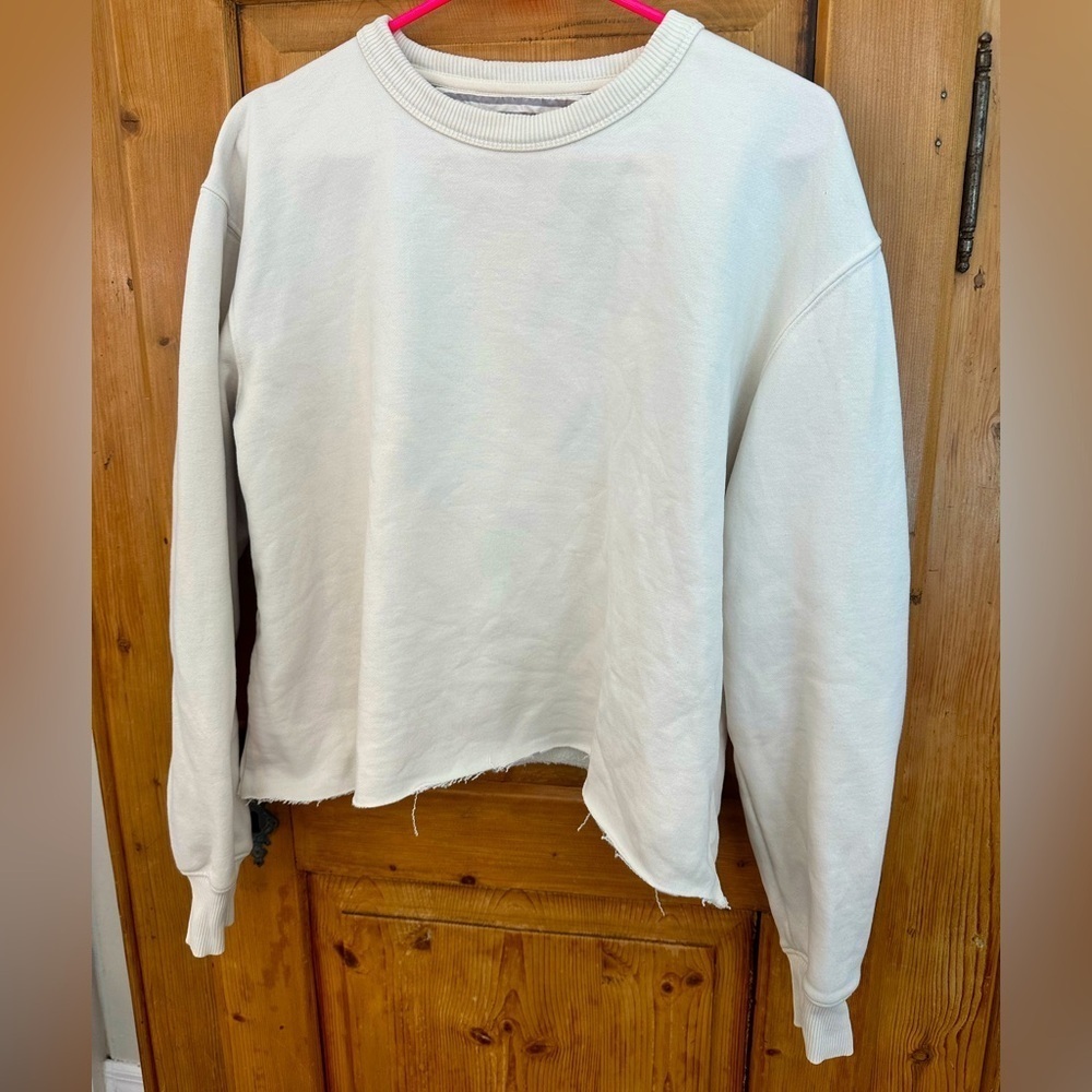Denim & Flower by Ricky Singh Cropped Off White Pullover Sweatshirt Size Medium